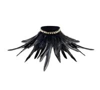 Gefomuofe Feather Collar Black Gothic Feather Shrug Carnival Lacing Shawl Collar Feather Cape Epaulet Shrug Women's Feather Cape Costume Shawl Collar Cape Scarf Choker Collar, black, One size