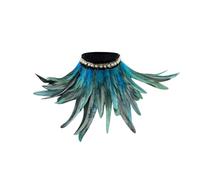 Gefomuofe Feather Collar Black Gothic Feather Shrug Shawl Collar Feather Cape Necklace Halloween Costume Epaulettes for Carnival Feather Boa Black Peacock Costume, sky blue, One size