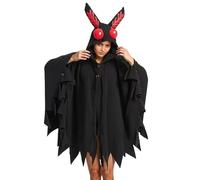 Gefomuofe Halloween Costume Women's Mothman Hooded Cape Funny One-Piece Cape with Hood Cosplay Hooded Cape Personaggio Performance Clothing Party Cape, black, One Size