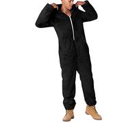 Gefomuofe Jumpsuit Men's Onesie Jumpsuit Onesie Onesie Leisure Suit Cotton Fleece Jumpsuit Costume with 3D Hood Teddy Fleece Onesie Onesie Pyjamas Men and Teenagers Boys, black, XXXXXL