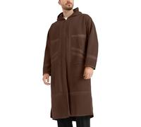 Gefomuofe Kaftan Men's Long Sleeve Thobe Ethnic Robes Loose Winter Suede Robe Men's Long Button High Thobe Arabic Prayer Eid Clothing Prayer Clothing Turkish Dresses Thobe Men, brown, L