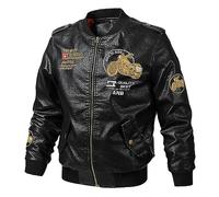 Gefomuofe Leather Jacket Men's Faux Leather Jacket PU Biker Leather Coats Sports Jacket Sweat Jacket Stand-Up Collar Flying Aviator Winter Jacket Rocker with Pocket for Indoor Outdoor Sports Vintage,