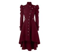 Gefomuofe Medieval Dress Women's Steampunk Jacket Gothic Tailcoat Vintage Tuxedo Clic Long Sleeve Trench Jacket Trench Coat Women's Coat Party Cosplay Clothing, red, L