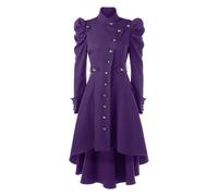 Gefomuofe Medieval Dress Women's Steampunk Jacket Gothic Tailcoat Vintage Tuxedo Clic Long Sleeve Trench Jacket Trench Coat Women's Coat Party Cosplay Clothing, purple, XL