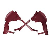 Gefomuofe Medieval Shoulder Guard Knight Shoulder Arm Armour Men Steampunk Adjustable Faux Leather Body Chest Harness Shoulder Gladiator Shoulder Armor Buckles for Party Cosplay, red, One Size