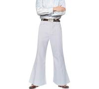 Gefomuofe Men's 70s Flare Trousers, Glitter Men's Clothing, 80s Disco Outfit Available in 6 Sizes, C White, XL
