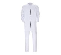 Gefomuofe Men's Dashiki Set Long Sleeve Button Down Shirt and Trousers Maxi Dress Kaftan Abaya Muslim Clothing African 2-Piece Set for Men, White, XL