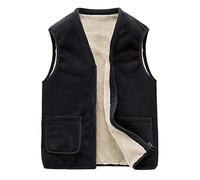 Gefomuofe Men's Fleece Vest Softshell Sleeveless Jacket Body Warmer Plush Vest Stand-Up Collar with Pockets Short Fleece Vest Work Vest Thermal Fishing Vest with Multi Pockets, black, 3XL