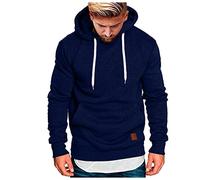 Gefomuofe Men's Hoodie Zip Hoodie Men's Hooded Jacket Sweat Jacket with Zip Drawstring Casual Sports Jacket Autumn Winter Sweatshirt, J Marine, XXL