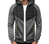 Gefomuofe Men's Hoodie Zip Hoodie Men's Hooded Jacket Sweat Jacket with Zip Drawstring Casual Sports Jacket Autumn Winter Sweatshirt, L dark grey., XL