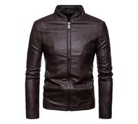 Gefomuofe Men's Leather Jacket Faux Leather Jacket PU Biker Leather Coats Motorcycle Jackets Autumn Biker Leisure Vest Hunting Vest Men Genuine Leather Jacket Real Leather Suede Bike, coffee, XL