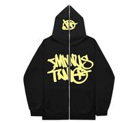 Gefomuofe Men's Minus Two Cargo Hoodie Y2K Hip Hop Hoodie with Kangaroo Pocket Long Sleeve Sweatshirt Multicoloured Sports Street Pullover Unisex Minus-Two Cargo Hoodie, yellow, S