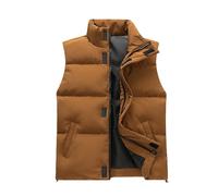 Gefomuofe Men's Quilted Body Warmer Quilted Vest Down Vest Fleece Vest Pockets Sleeveless Jacket Lightweight Windproof Hooded Vest Winter Gilet Premium Sleeveless Outdoor Jacket, brown, L