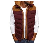 Gefomuofe Men's Quilted Vest with Hood Lightweight Winter Vest Windproof Outdoor Leisure Body Warmer Gilet Sleeveless Jacket Sport Hood Autumn and Winter Casual Zip Vest Jacket, red, M