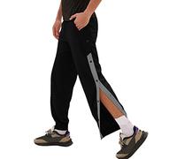 Gefomuofe Men's tracksuit bottoms with side with full zip, rehabilitation trousers, button placket for opening, casual trousers, jogging bottoms, button up sports trousers, sportswear, C Black, XL