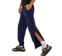 Gefomuofe Men's tracksuit bottoms with side with full zip, rehabilitation trousers, button placket for opening, casual trousers, jogging bottoms, button up sports trousers, sportswear, F Marine, S