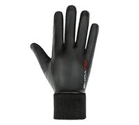 Gefomuofe Men's Winter Faux Leather Gloves Knitted Plain Wool Thickened Brushed Five Finger Cycling Warm Gloves Leather Clothing Gloves Winter Knitted Finger Gloves, B Black, One size