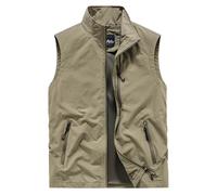 Gefomuofe Men's Work Vest Sleeveless Summer Sleeveless Jacket Spring Jacket Outdoor Vest Lightweight Cotton Fishing Vest Safari Vest Outdoor Climbing Camping Gilets Reporter Photo Vest for Hunting