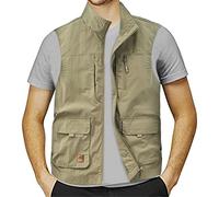 Gefomuofe Men's Work Vest Sleeveless Summer Sleeveless Jacket Spring Jacket Outdoor Vest Lightweight Cotton Fishing Vest Safari Vest Outdoor Climbing Camping Gilets Reporter Photo Vest for Hunting