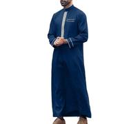 Gefomuofe Middle East Arabic Men's Robes Muslim Kaftan Clothing Islamic Robe Arabic Thobe Arabic Muslim Casual Wear, blue, M