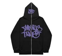 Gefomuofe Minus-Two Cargo Hoodie Men's Minus-Two Y2K Hip Hop Streetwear Urban Pullover Unisex Casual Jacket Vintage Streetwear Jacket Coat for Girls and Boys, purple, M