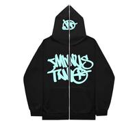 Gefomuofe Minus-Two Cargo Hoodie Men's Y2K Hip Hop Streetwear Urban Pullover Unisex Casual Jacket Vintage Streetwear Jacket Coat for Girls and Boys, lightblue, M