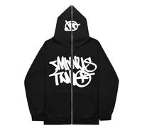 Gefomuofe Minus-Two Cargo Hoodie Men's Y2K Hip Hop Streetwear Urban Pullover Unisex Casual Jacket Vintage Streetwear Jacket Coat for Girls and Boys, White, S