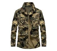 Gefomuofe Outdoor Shirts, Men's Safari Shirt with Detachable Sleeves, Quick-Drying, Breathable, Tactical Shirt, Lightweight Trekking Shirt, A camouflage, 3XL