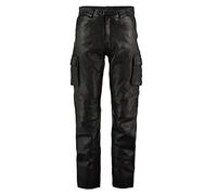 Gefomuofe PU Leather Trousers for Men Short Leather Jeans Leather Trousers Biker Jeans Rocker Jeans Motorcycle Trousers Side Laced Black Leather Trousers Motorcycle, E Black, M