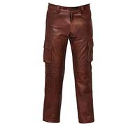 Gefomuofe PU Leather Trousers for Men Short Leather Jeans Leather Trousers Biker Jeans Rocker Jeans Motorcycle Trousers Side Laced Black Leather Trousers Motorcycle, E Brown, 5XL