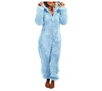 Gefomuofe Pyjamas Jumpsuit Adult Onesie Women Men Carnival Sleepwear Winter Warm Onesie Plush Cuddly Jumpsuit Family Onesie Sleep Shirt Pyjamas Carnival Sleepwear Halloween Costume, A light blue, M