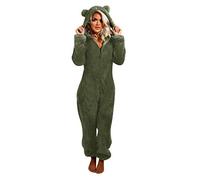 Gefomuofe Pyjamas Jumpsuit Adult Unisex Pyjamas Jumpsuit Animal Costume Winter Warm Onesie Plush Cuddly Jumpsuit Cosplay Animal One Piece Halloween Adult Carnival Onesie Pyjamas, Army Green, XXXL