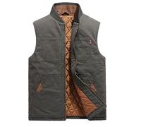 Gefomuofe Quilted Vest Men's Windproof Body Warmer Winter Vest Zip Puffer Vest Down Jacket Water-Repellent Sleeveless Outdoor Jacket for Men Running Golf Hiking Riding, Green, XXL