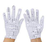 Gefomuofe Sequin Gloves Michael Jackson Glitter Glove Silver Ladies Sequin Tassel Gloves Satin Fingerless Gloves 1920s Opera Costume, silver, One size