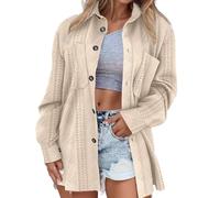 Gefomuofe Women's Lightweight Elegant Cardigan with Pockets and Buttons Long Sleeve Knitted Jumper V-Neck Long Sleeve Chunky Knit Mental Shoulder Jacket