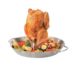 Gefu Bbq Chicken Roaster & Grill Wok Stainless Steel 2-In-1 Tool
