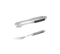 Gefu BBQ Premium Barbecue Tongs & Fork Set in Silver Gefu Silver