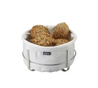 Gefu Brunch Bread Basket - Stainless Steel Frame, White Fabric Gefu White