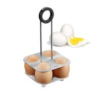 GEFU BRUNCH Egg Holder for Cooking, Cooling & Serving up to 4 Eggs, Adjustable Stainless Steel Plates, Heat-Insulated Grip, Fits Pots from 12 cm