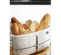 Gefu Brunch Oval Bread Basket - Stainless Steel & Cotton in White Gefu White