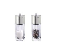 Gefu Dueto Seasoning Mills Set - Adjustable Ceramic Grinding in Silver Gefu Silver