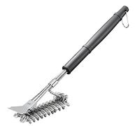 GEFU Grill Brush BBQ, Bristle-Free Triple Spiral Head with Scraper | Bristle-free steel spirals, an integrated scraper and a long handle for cleaning barbecue grates; dishwasher safe