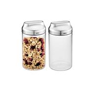 GEFU KIPPO Storage Jars, Set of 2, 1000 ml, Borosilicate Glass with Tilting Lid & Silicone Seal, Clean Dosing, Stylish & Functional