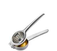 GEFU Lemon Squeezer LEMON, Stainless Steel Hand Press with Seed Filter | Manual stainless steel citrus press for lemons, limes and small oranges, with seed-catching holes and ergonomic handles