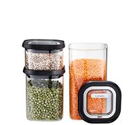Gefu Pantry Storage Jars Set of 3 (400 ml, 900 ml, 1400 ml), Storage Jar with Airtight Lid, Food Storage Containers, Versatile Use