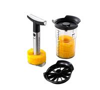 GEFU Pineapple Cutter Professional Plus with 12-piece Segment Cutter | Stainless steel slicer and corer with 1 L storage container, aroma lid and measuring scale
