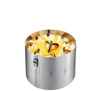 GEFU Tondo Clip Cake Ring, Diameter 16 - 30 cm, Height 15 cm, Infinitely Adjustable, with Patented Safety Clip & Scale, Stainless Steel, Dishwasher Safe