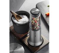 Gefu X-Plosion Salt Or Spice Pot With Wooden Spoon 150 Ml Black