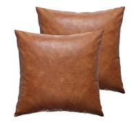 GEGELICA Pack of 2 Oversized Faux Leather Neutral Decorative Throw Pillow Covers 28x28 inch Soft Modern Boho Luxury Waterproof Floor Cushion Cases for Outdoor Lounge Sofa Couch Bed Home Deco