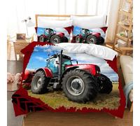 Gegeryozer 3D Tractor Bedding Set, Tractor Pattern Printed Duvet Cover, Decorative Duvet Cover for Children's Room, Comfortable Microfibre (T5, 200 x 200 cm)